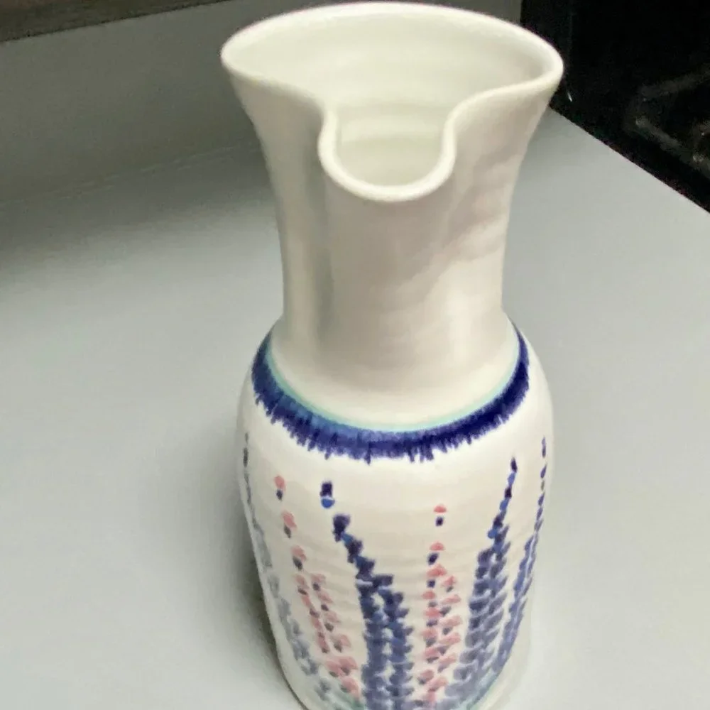 Vintage Artist Signed Handmade Floral Handpainted Theme Vase Pottery  9